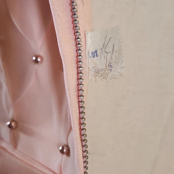 Vintage Pale Pink Blush Beaded Scoop Neck Empire Waist Dress - Picture 8 of 11